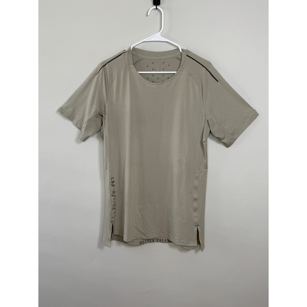 Lululemon Textured Training Shirt Sz L Tan Vented Gym Outdoor Running Athleisure